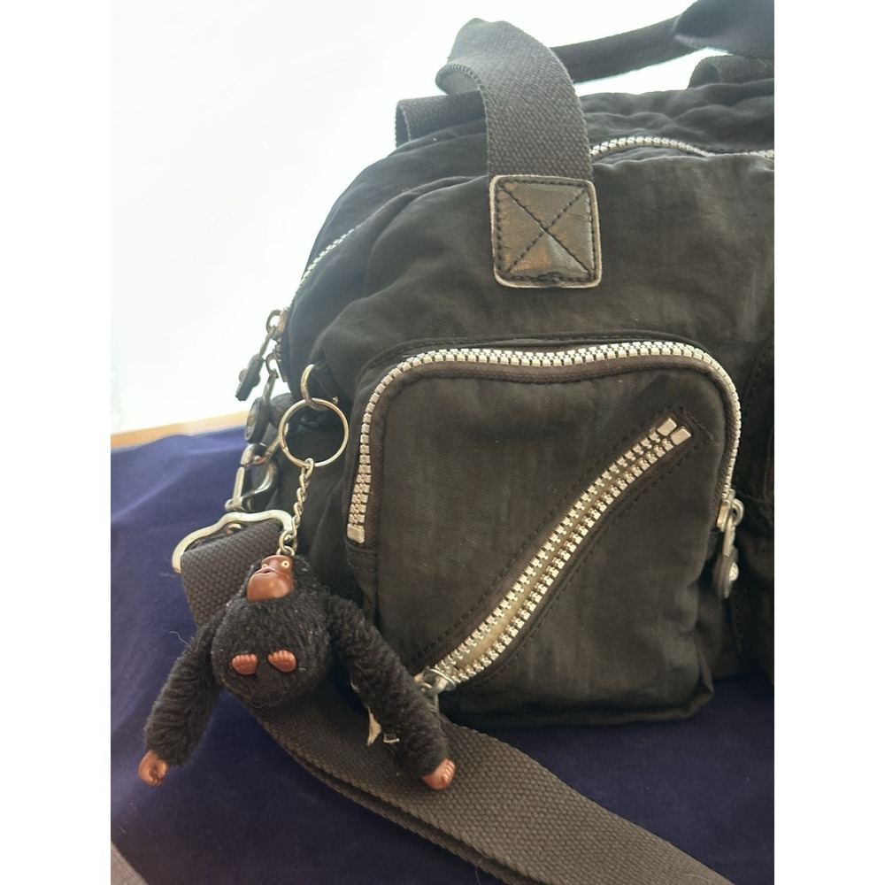 Kipling black nylon crossbody shoulder bag multi-pocket organizer monkey charm - Picture 2 of 15